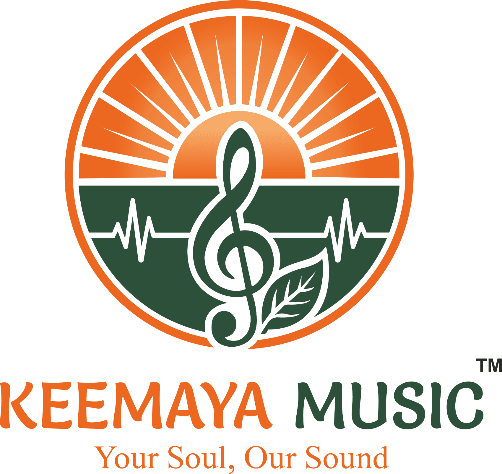 Keemaya Music — orange sunburst and green musical emblem